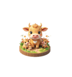 3D 牛の家族（個別スタンプ：7）