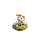3D 牛の家族（個別スタンプ：10）