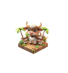 3D 牛の家族（個別スタンプ：18）