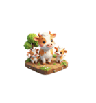3D 牛の家族（個別スタンプ：19）