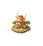3D 牛の家族（個別スタンプ：20）
