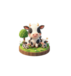 3D 牛の家族（個別スタンプ：34）