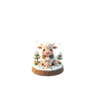 3D 牛の家族（個別スタンプ：38）