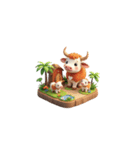 3D 牛の家族（個別スタンプ：39）