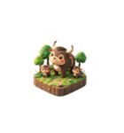 3D 牛の家族（個別スタンプ：40）