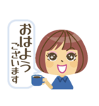 ゴルフ女子の可愛いスタンプ（青ミニ）（個別スタンプ：1）