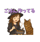魔女っ子の猫LIFE（個別スタンプ：5）