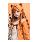 甘い帽子Tガールオレンジ日常用語（個別スタンプ：9）