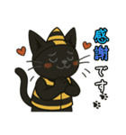 ハチの衣装を着た黒猫のスタンプ（個別スタンプ：7）