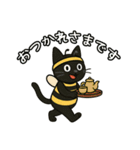 ハチの衣装を着た黒猫のスタンプ（個別スタンプ：9）