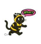 ハチの衣装を着た黒猫のスタンプ（個別スタンプ：17）