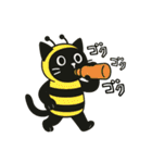 ハチの衣装を着た黒猫のスタンプ（個別スタンプ：21）