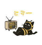 ハチの衣装を着た黒猫のスタンプ（個別スタンプ：38）