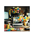 表情たっぷり古いデスクトップパソコン（個別スタンプ：9）