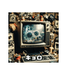 表情たっぷり古いデスクトップパソコン（個別スタンプ：10）