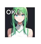 緑髪青眼女子（個別スタンプ：9）