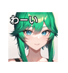 緑髪青眼女子（個別スタンプ：14）