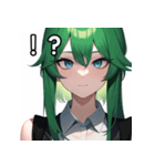 緑髪青眼女子（個別スタンプ：17）