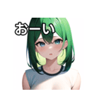 緑髪青眼女子（個別スタンプ：28）