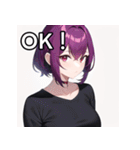 紫髪赤眼女子（個別スタンプ：9）