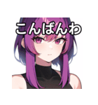 紫髪赤眼女子（個別スタンプ：18）