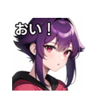 紫髪赤眼女子（個別スタンプ：19）