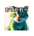緑色のネコ（個別スタンプ：35）