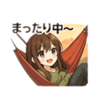 キャンプ可愛い女子スタンプ①（個別スタンプ：3）