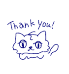 眠たい猫 よく使う言葉 線画（個別スタンプ：3）