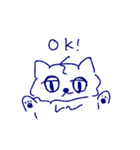 眠たい猫 よく使う言葉 線画（個別スタンプ：7）