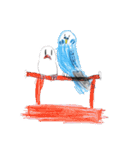 青いセキセイインコと白い文鳥（個別スタンプ：16）