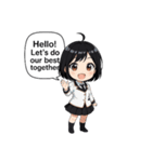 くろヘアキュートスタンプ（個別スタンプ：15）