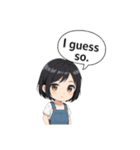 くろヘアキュートスタンプ（個別スタンプ：18）