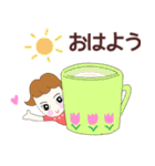 お茶目ガールるるちゃん挨拶＆楽しい言葉（個別スタンプ：1）