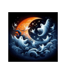 夜空のハロウィンおばけ（個別スタンプ：1）
