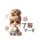 お団子ヘアギャルちゃんの一言♡（個別スタンプ：31）