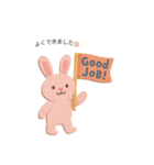 ふわふわ紙うさぎスタンプ（個別スタンプ：3）