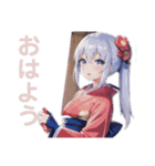 ギャルゲ風女子 着物ver（個別スタンプ：11）