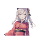ギャルゲ風女子 着物ver（個別スタンプ：35）