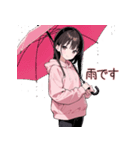 可愛い黒髪ピンクパーカー女子 7 敬語（個別スタンプ：32）