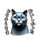 猫(ロシアンブルー)の表情が可愛いスタンプ（個別スタンプ：16）