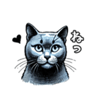 猫(ロシアンブルー)の表情が可愛いスタンプ（個別スタンプ：17）
