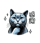 猫(ロシアンブルー)の表情が可愛いスタンプ（個別スタンプ：22）