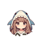 【可愛く嫉妬】サメの女の子（個別スタンプ：7）