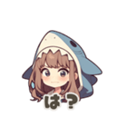 【可愛く嫉妬】サメの女の子（個別スタンプ：15）
