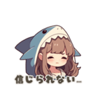 【可愛く嫉妬】サメの女の子（個別スタンプ：18）