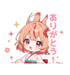 ゆるっとしたパステル狐の女の子スタンプ（個別スタンプ：3）