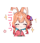 ゆるっとしたパステル狐の女の子スタンプ（個別スタンプ：15）