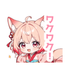 ゆるっとしたパステル狐の女の子スタンプ（個別スタンプ：27）