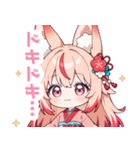ゆるっとしたパステル狐の女の子スタンプ（個別スタンプ：34）